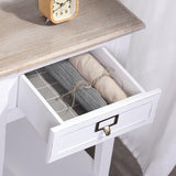 Wnutrees Rustic Farmhouse Accent End Table, Nightstand Side Tables with Drawers and Open Storage Shelf for Living Room Bedroom, Wooden Top, Handcrafted Finish, Set of 2, White Wnutrees