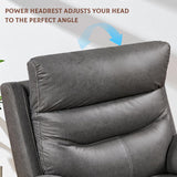 ROYALSON Dual OKIN Motor Power Recliner Chairs Swivel Rocker Recliner with One-Key Reset Button for Elderly Nursery Infinite Position, Power Headrest and USB Port,Faux Leather (Grey) ROYALSON