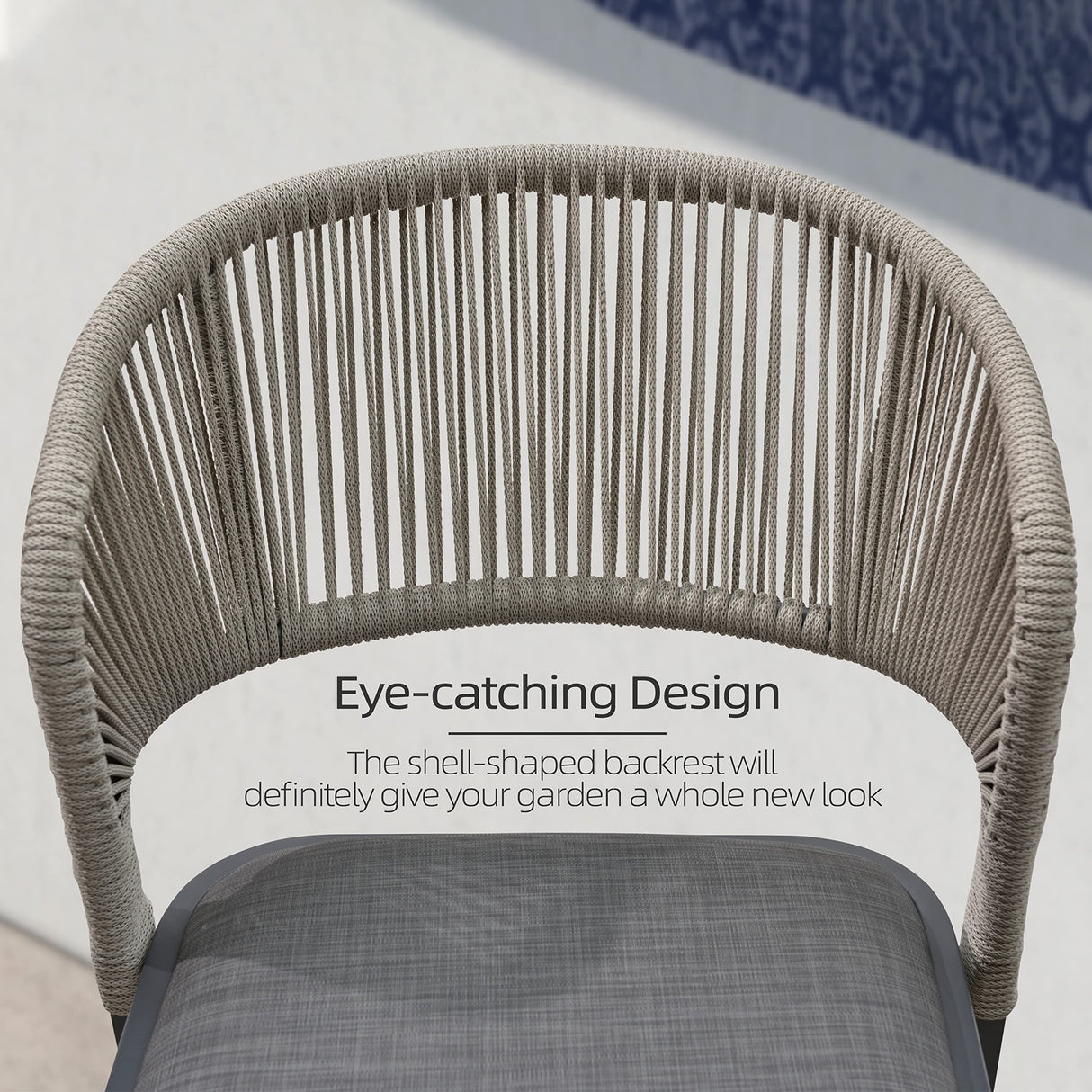 PURPLE LEAF Bar Stool Set of 4 Outdoor Rattan Bar Chair Aluminum Bar Height Stool Barstool Dark Grey PURPLE LEAF