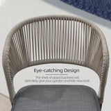 PURPLE LEAF Bar Stool Set of 4 Outdoor Rattan Bar Chair Aluminum Bar Height Stool Barstool Dark Grey PURPLE LEAF