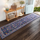 Rugcomf Runner Rug Washable Kitchen Runner 2'x 6'Runner Rug Floral Non-Slip for Entryway Indoor Soft Carpet Runner for Hallways, Kitchen, Laundry, Bedroom, Bathroom(Blue) Rugcomf
