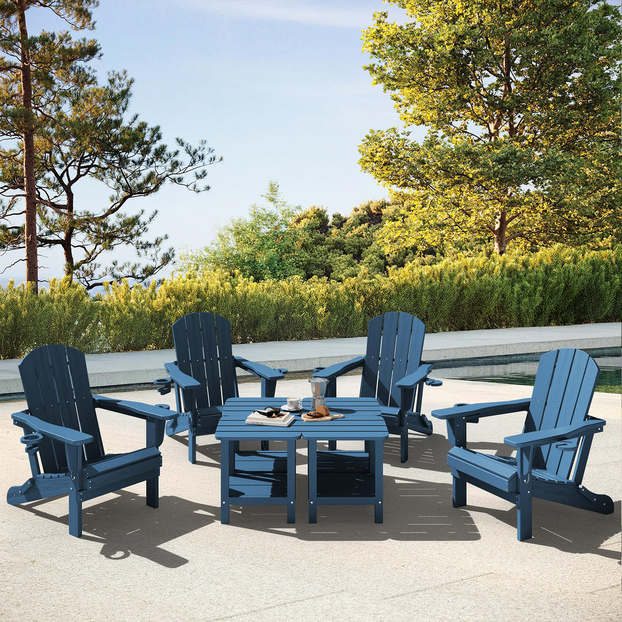 SERWALL Adirondack Table Outdoor Side Table- Blue SERWALL