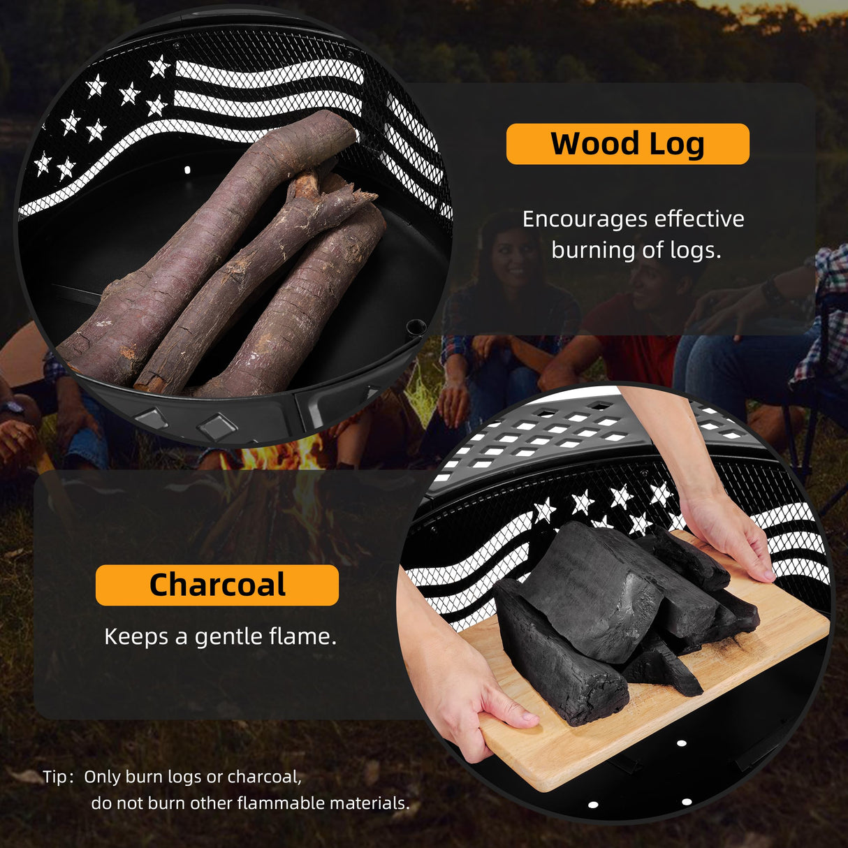 PrimeZone 42" Outdoor Fire Pit with 2 Grills - Wood Burning Firepit for Outside with Cover & Poker, Heavy Duty Metal Fire Pit Large Round Fireplace for Patio, Backyard, Picnic, Camping, Bonfire PrimeZone