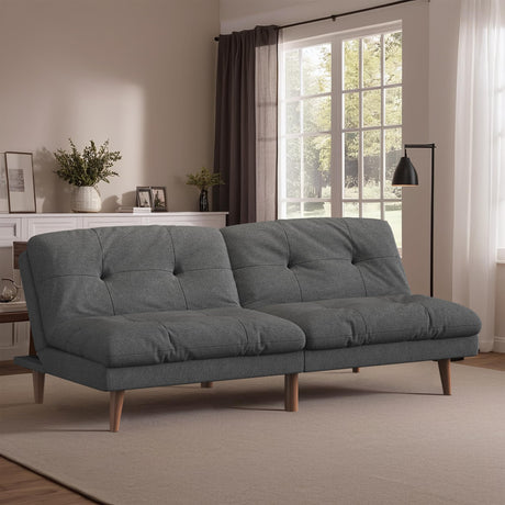 Flamaker Futon Sofa Bed Fabric Couch Adjustable Sleeper Sofa Bed for Small Apartment Modern Convertible Futon Set, Gray Flamaker