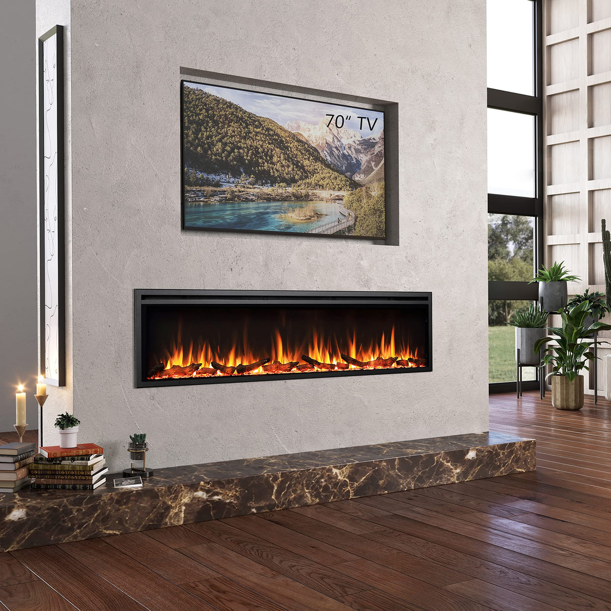 LegendFlame Austin in Wall Recessed & Wall Mounted Electric Fireplace (72") Legend Flame