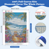 SENQAO Beach Diamond Painting Kits for Adults, Coconut Tree Diamond Art Paintings Kit for Beginners, 5D Full Drill Diamand Art Kits, Gem Art Crafts for Adults Wall Decor 12x16in(Vacation Beach Chair) SENQAO