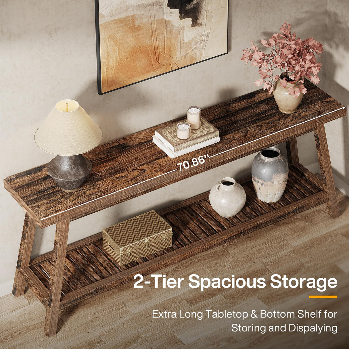 Tribesigns 70.86-Inch Console Table for Entyrway, Farmhouse 2-Tier Entry Entrance Table, Narrow Long Sofa Table Behind Couch, Rustic Brown Tribesigns