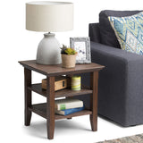 SIMPLIHOME Acadian SOLID WOOD 19 Inch Wide Square Transitional End Table in Farmhouse Brown, For the Living Room and Bedroom SIMPLIHOME