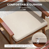 Outsunny 4 Piece Patio Furniture Set, 2 Chairs with Cushions & Ottomans, Outdoor Chair Set for 2 with Footstools, Slatted Acacia Wood Seat & Backrest, Cream White Outsunny