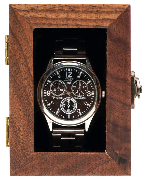 COSISO Single Walnut Wooden Watch Box Vintage Jewelry Storage Travel Case Organizer for Men and Women,Wristwatch Display Box Holder with Acrylic Lid COSISO