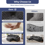 MAXYOYO L-Shaped Sectional Sofa with Convertible Left/Right Ottoman, Cloud Boneless Modular Couch, Layered Cushion & Tufted Upholstered, 4-in-1 Flexible Combination, No Assembly, Dark Grey MAXYOYO