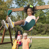 Swing-N-Slide WS 8353 Knightsbridge Deluxe Wooden Swing Set with Two Slides, Climbing Wall, Swings, Glider & Picnic Table, Wood Swing-N-Slide