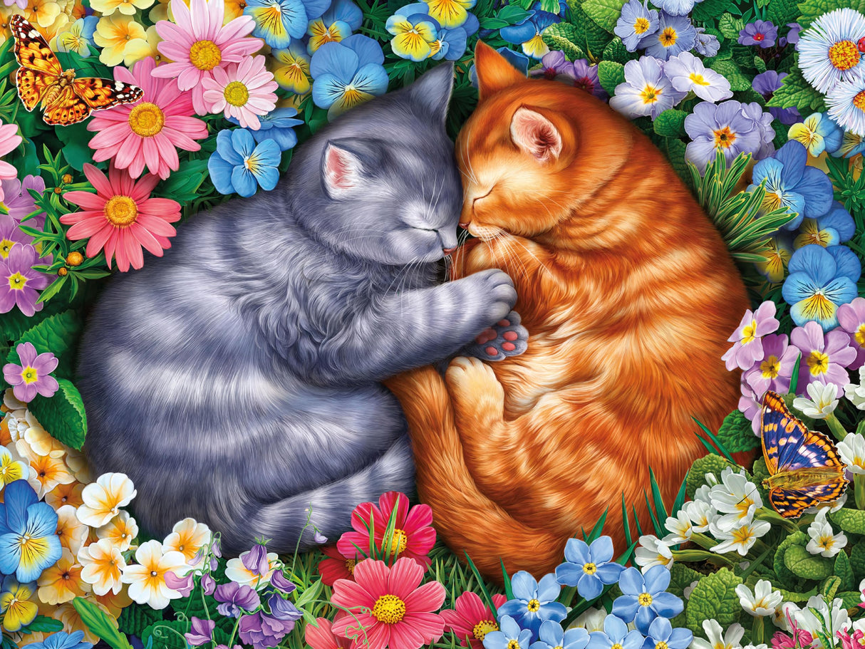 Ceaco - Sleeping Kittens in Flowers - 300 Oversized Piece Jigsaw Puzzle, 24 x 18 Ceaco
