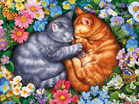 Ceaco - Sleeping Kittens in Flowers - 300 Oversized Piece Jigsaw Puzzle, 24 x 18 Ceaco