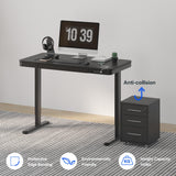 FLEXISPOT Comhar Electric Standing Desk with Drawer Desktop & Adjustable Frame Quick Install w/USB Charge Ports (Black, Wood) FLEXISPOT