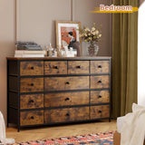 EnHomee TV Stand for 55" TV with 13 Drawers, Long Dresser TV Stand for Bedroom, Large Dressers & Chest of Drawers for Bedroom Living Room Entry, Sturdy Metal Frame,39.4"Wx 31.5"H x 11.8"D,Rustic Brown EnHomee