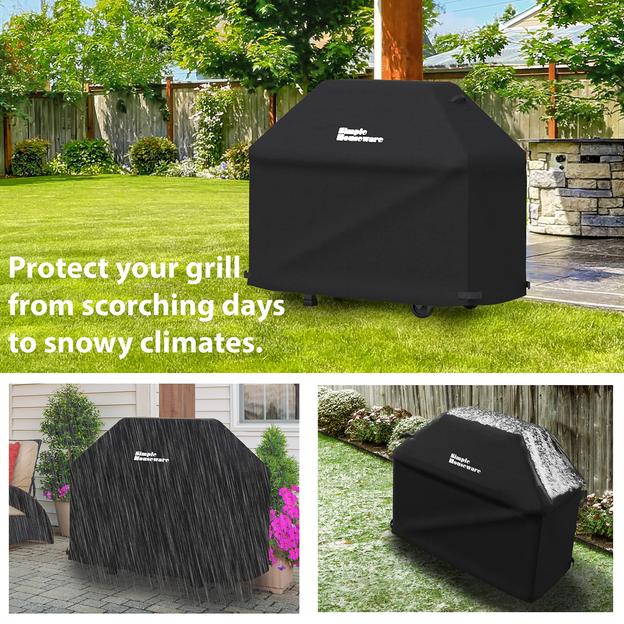 Simple Houseware 64 in. Waterproof Heavy Duty Gas BBQ Grill Cover, Weather-Resistant Polyester Simple Houseware