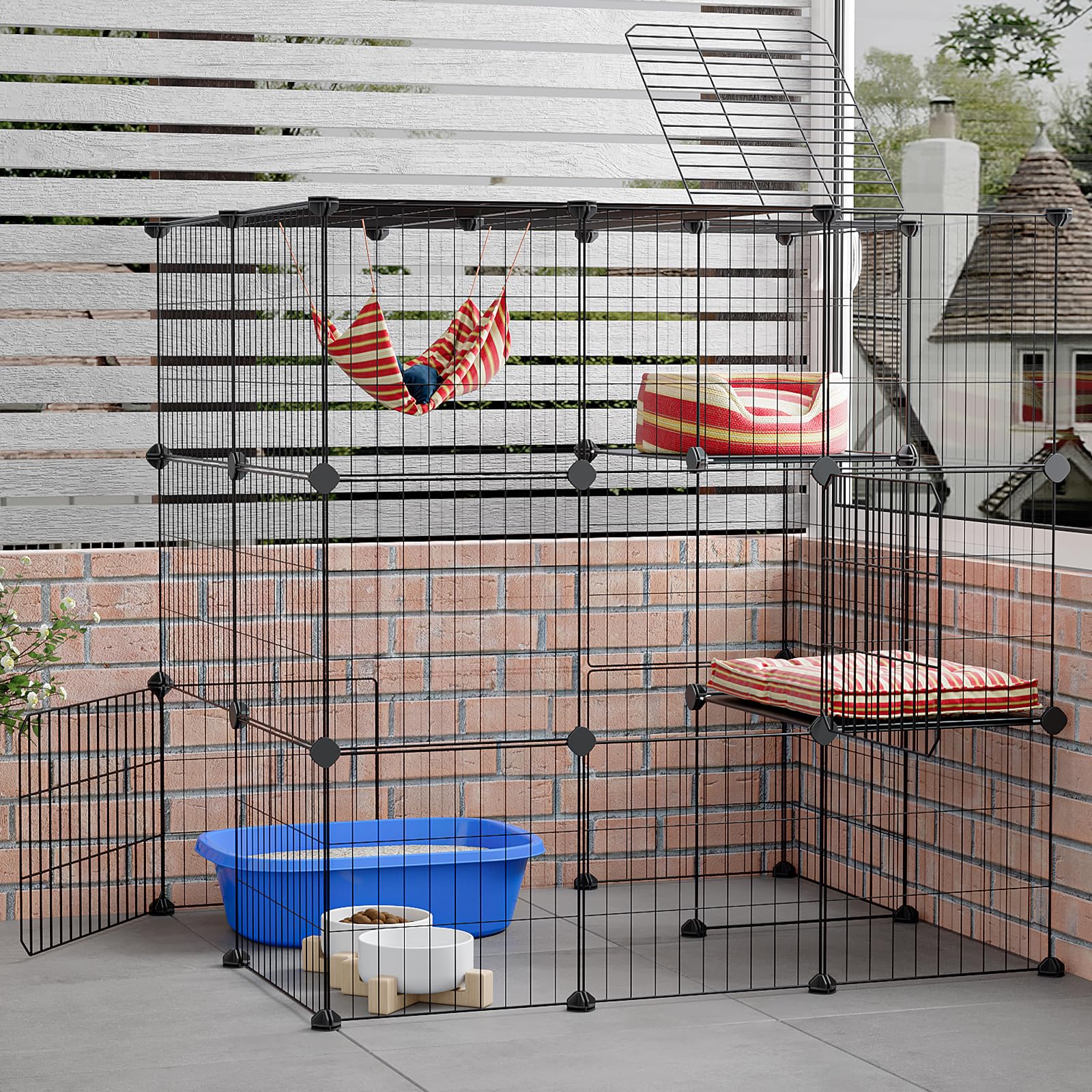 Oneluck 3-Tier Cat Cages Indoor Enclosure DIY Cat Playpen Catio Detachable Metal Wire Kennels Cats Crate Large Extra Exercise Place Ideal for 1 Cat,35.4 Inches - WoodArtSupply