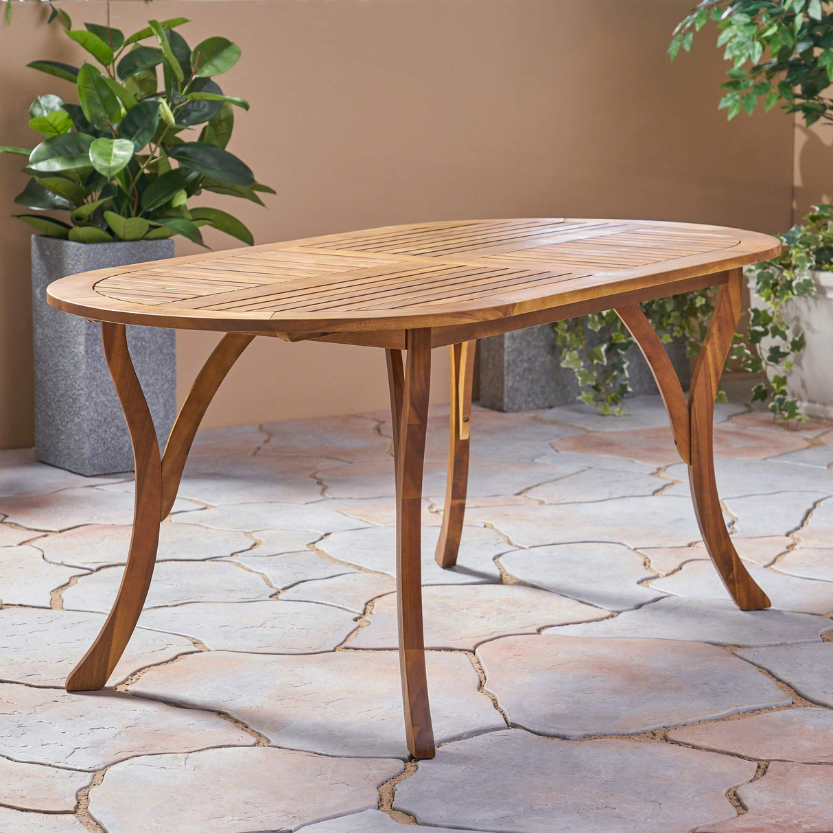 Christopher Knight Home Baia Outdoor 70" Oval Acacia Wood Dining Table, Teak Christopher Knight Home