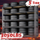 48"W Garage Shelving, 3050LBS Storage Shelves Heavy Duty, 5 Tier Metal Shelving Unit Adjustable Garage Shelves Heavy Duty Shelving for Warehouse,Commercial, Kitchen, 48" W × 18" D × 72" H, Black CypBed