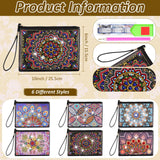 Silkfly 6 Pcs Diamond Painting Purses Clutch DIY Diamond Handbag PU Leather Painting Bags 5d Handmade Wristlet Wallet with Strap and Zipper for Women Gift(Mandala Style) Silkfly
