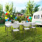 VINGLI 34" Fold in Half Square Table, Bi-Folding Commercial Table, Portable Plastic Dining Card Table for Kitchen or Outdoor Party Wedding Event, White VINGLI