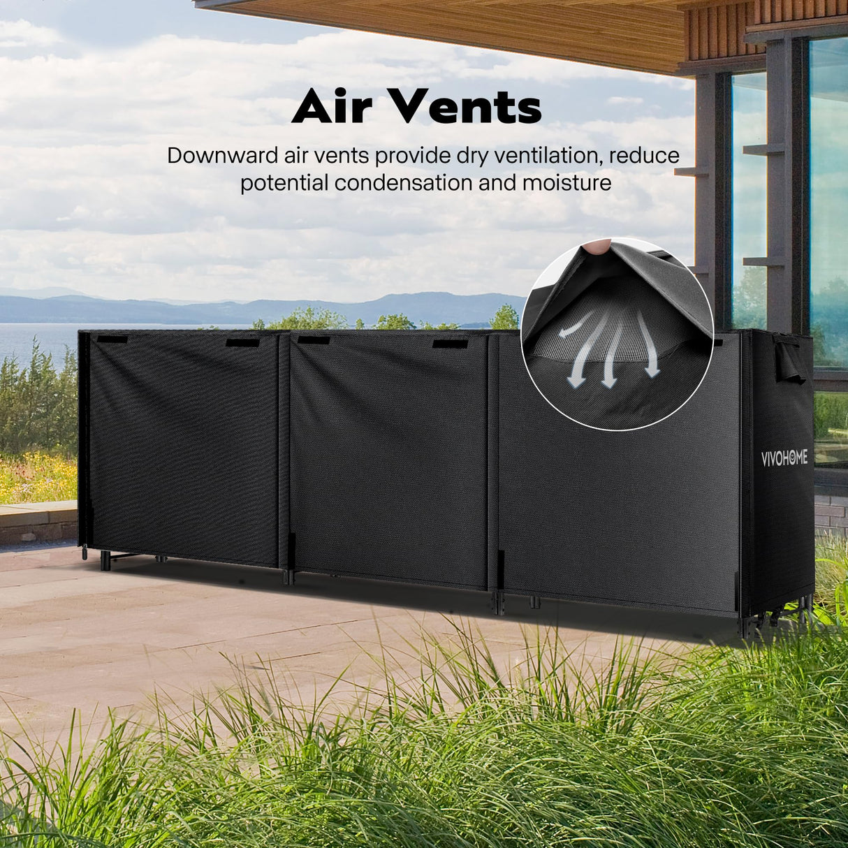 VIVOHOME 12ft Firewood Log Rack Cover, Heavy Duty 600D Oxford Outdoor Weather Resistant Fire Wood Storage Holder Cover with Zipper and Hook Loop Tape VIVOHOME