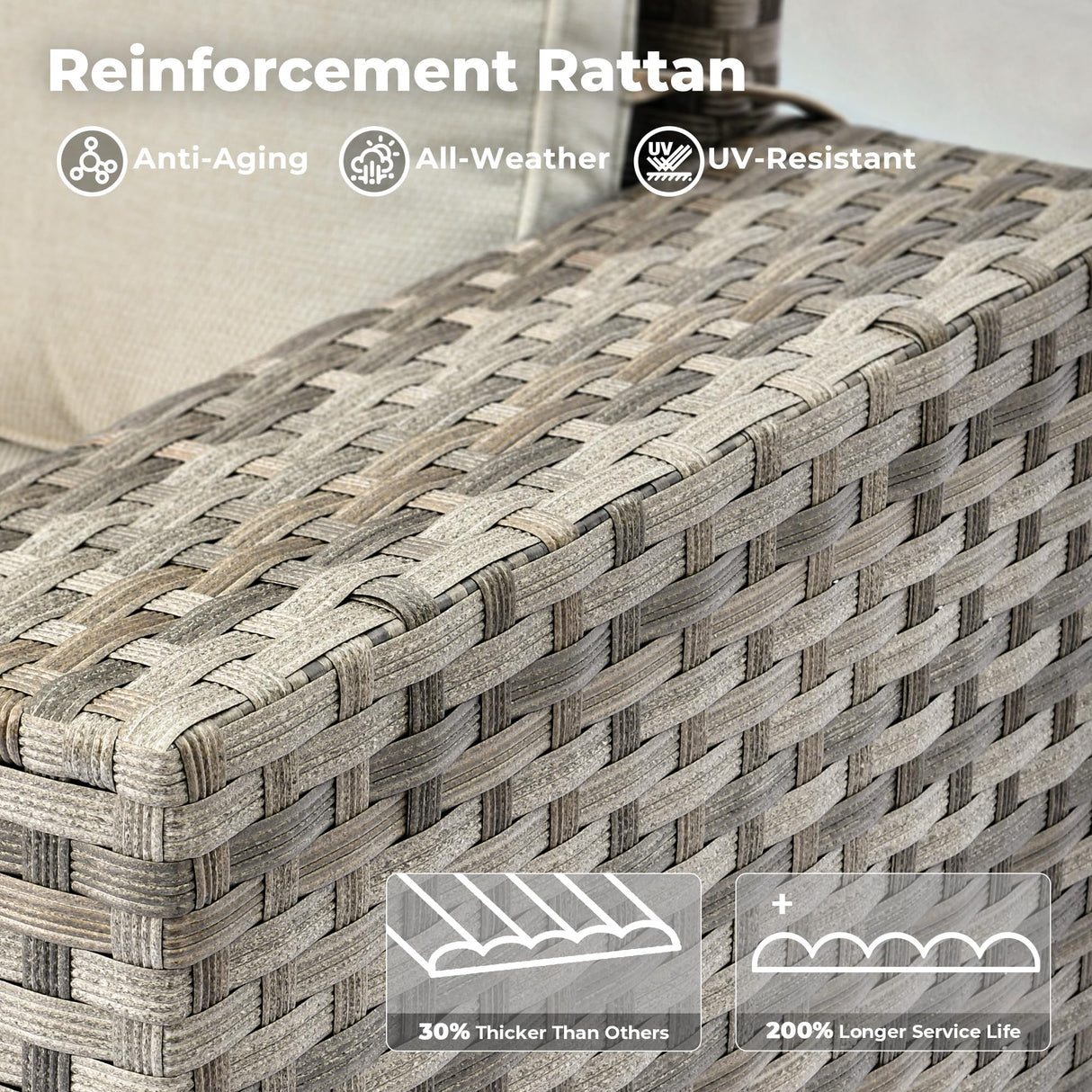 ovios Patio Furniture Set 12 Pieces Outdoor Sectional Sofa Set with Comfy Cushions and Deep Seat, Modern Modular Wicker Rattan Conversation Set, Beige ovios