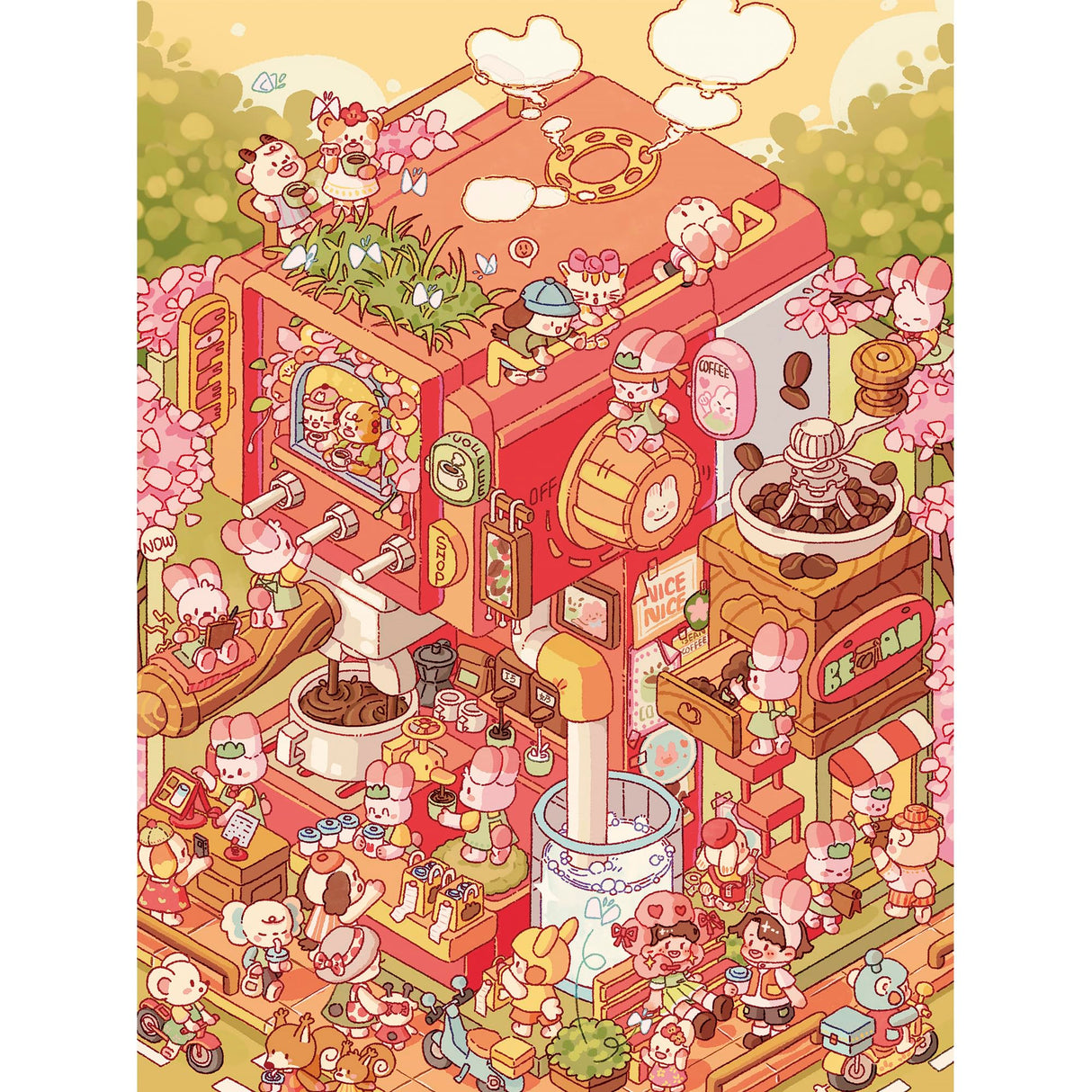 Pintoo Jigsaw Puzzles 1200 Piece for Adults - Memeko - Coffee Studio Beautiful Plastic Puzzle for Home Decor Zero Dust Easy Storage [H3589] Pintoo