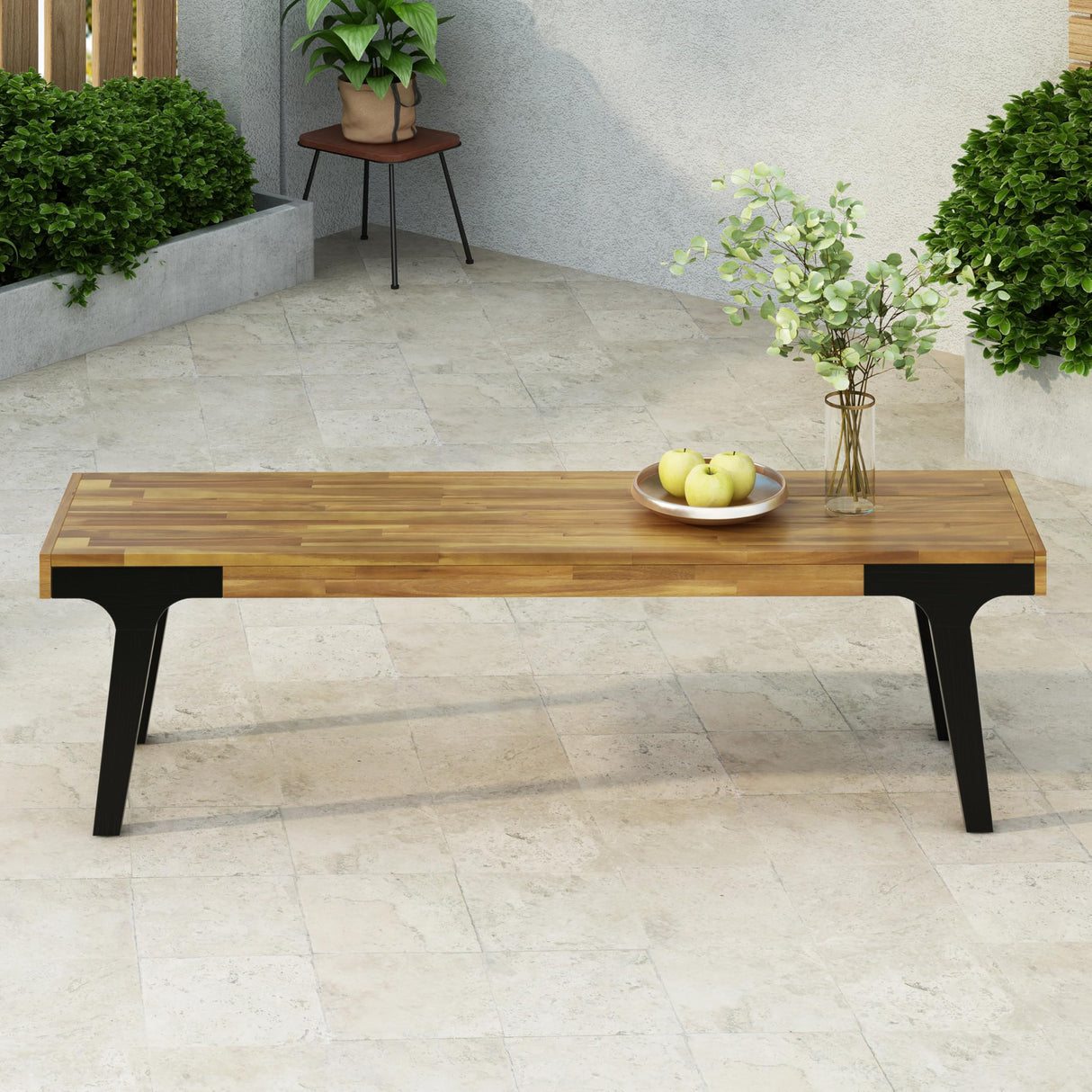 Christopher Knight Home 3 Piece Patio Dining Table,Acacia Wood Table Bench Dining Set,2 Wood Benches with 69'' Large Dining Table,Industrial Style Dining Furniture Set for Outdoor Deck, Yard, Porch Christopher Knight Home