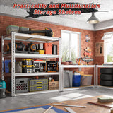REIBII 40" W Garage Shelving 2000LBS Storage Shelves Adjustable Metal Shelving 4 Tier Pantry Shelves for Garage Closet Kitchen Basement 40" W x 19.7''D x 60''H, Silver REIBII