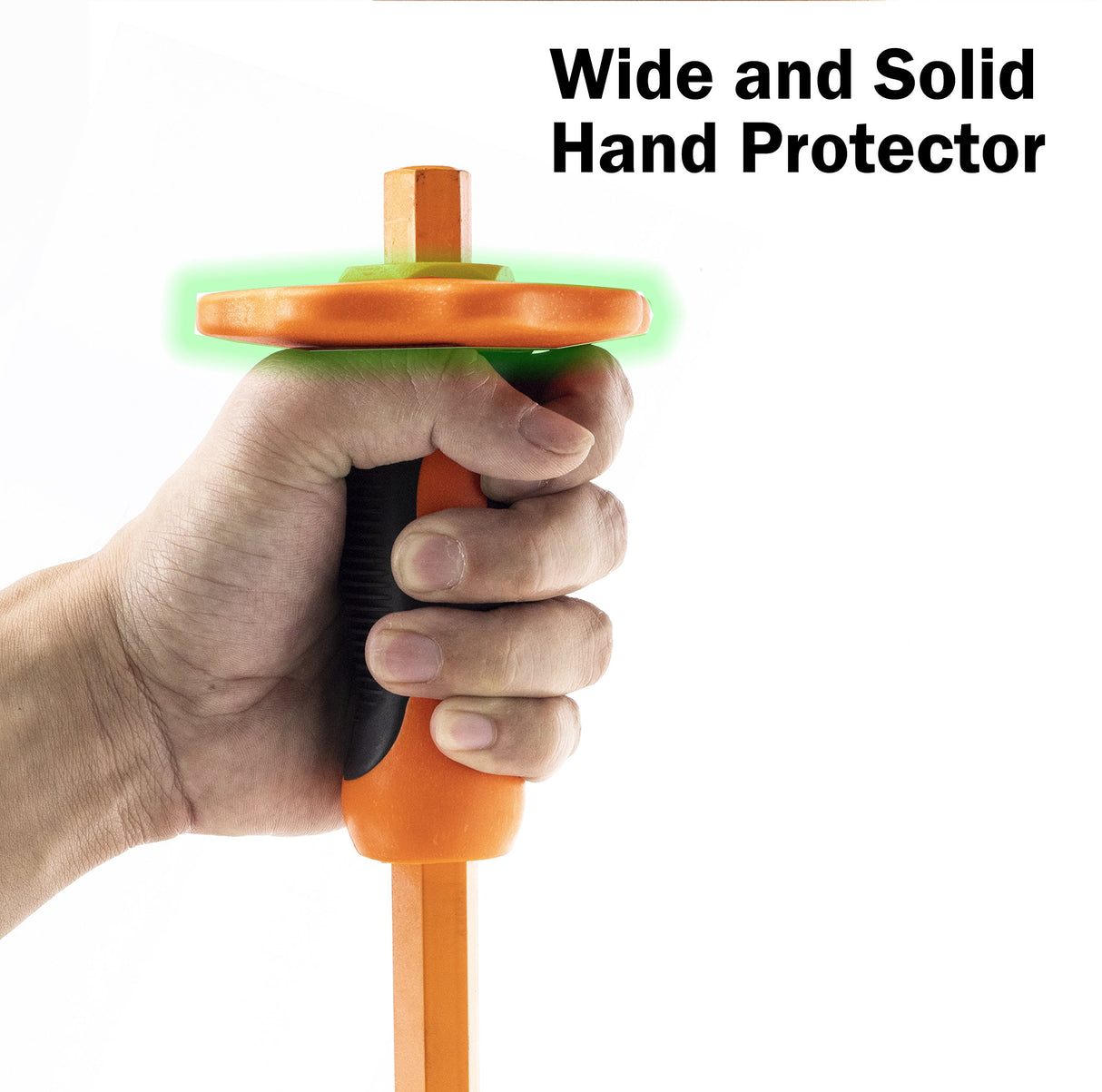 Finder 12-Inch Heavy Duty Flat Chisel with Hand Protection, Flat Head, Demolishing/Masonry/Carving/Concrete Breaker Chisels with Bi-Material Hand Guard FINDER