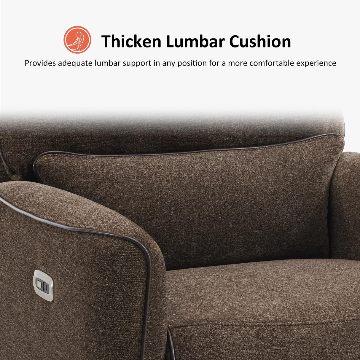 MCombo Power Swivel Glider Rocker Recliner Chair, Electric Swivel Rocker Recliner with USB Charging Ports for Living Room and Nursery, Fabric 6922 (Brown) MCombo