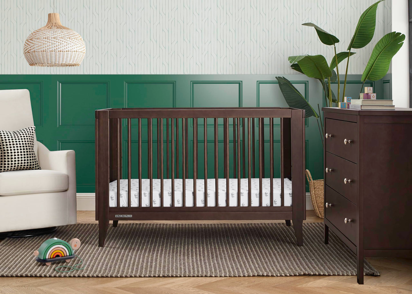 Delta Children Ollie 4-in-1 Convertible Crib - Greenguard Gold Certified, Walnut Espresso - WoodArtSupply