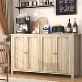 knoworld Buffet Cabinet with Storage Farmhouse Buffet Sideboard with 4 Doors, 55'' Large Kitchen Storage Cabinet Wood Coffee Bar Buffet Table for Kitchen, Dining Room, Entryway knoworld