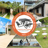 47'' Heavy-Duty Metal Picnic Tables with Umbrella Hole, Outdoor Steel Heavy Duty Commercial Grade Black Table, Outdoor Bench Set for Lawn, Patio, Park, Yard, Garden, Porch (Set A, Square) Yorkgargen