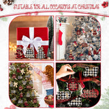 36 Pieces Christmas Buffalo Plaid Hanging Ornaments Christmas Tree Wooden Hanging Decor Wooden Christmas Ornaments Snowflake Reindeer Snowman Plaid Christmas Decor, 12 Styles (Black Red, Black White) BBTO