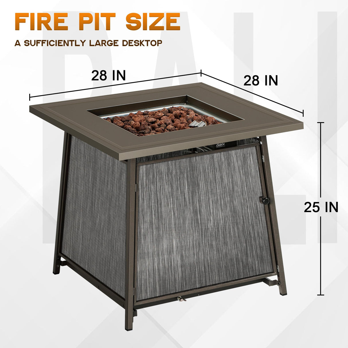 BALI OUTDOORS 50,000 BTU Propane Fire Pit Outdoor, 28 inch Propane Fire Pit Table Square, Gas Firepits for Outside Patio, Garden, Backyard BALI OUTDOORS