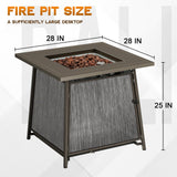 BALI OUTDOORS 50,000 BTU Propane Fire Pit Outdoor, 28 inch Propane Fire Pit Table Square, Gas Firepits for Outside Patio, Garden, Backyard BALI OUTDOORS