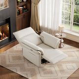 GarveeHome Power Recliner Chair Swivel Glider Upholstered Faux Leather Nursery Rocker Reclining Sofa Chair with Charging Port, Curved Armrests & Padded Backrest (White) GarveeHome