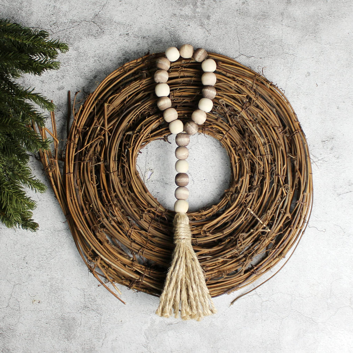 CVHOMEDECO. Wood Bead Garland with Tassels 3 PCS Farmhouse Rustic Wooden Prayer Beads String Wall Hanging Accent for Home Festival Decoration. Mix Distressed CVHOMEDECO.