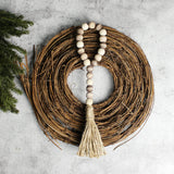 CVHOMEDECO. Wood Bead Garland with Tassels 3 PCS Farmhouse Rustic Wooden Prayer Beads String Wall Hanging Accent for Home Festival Decoration. Mix Distressed CVHOMEDECO.