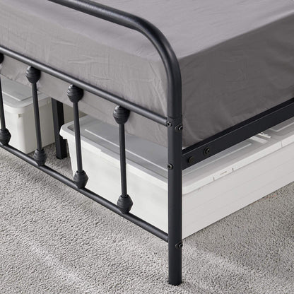 Topeakmart Victorian Style Queen Size Metal Bed Frame with Headboard and Under Bed Storage - WoodArtSupply