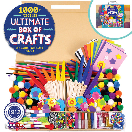 Made By Me Ultimate Craft Box, Art & Craft Activities 1000 Piece Set, Storage Case, Great for Preschool Arts & Crafts, Adult & Group Projects, Craft Box for Kids Girls & Boys Made By Me