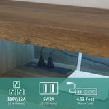 Floating TV Stand Shelf for TVs up to 80 Inch, Floating TV Cabinet with LED Light, Modern Wall Mounted Media Console Shelf with Power Outlets, Entertainment Center for Under TV Storage, Brown Msutree