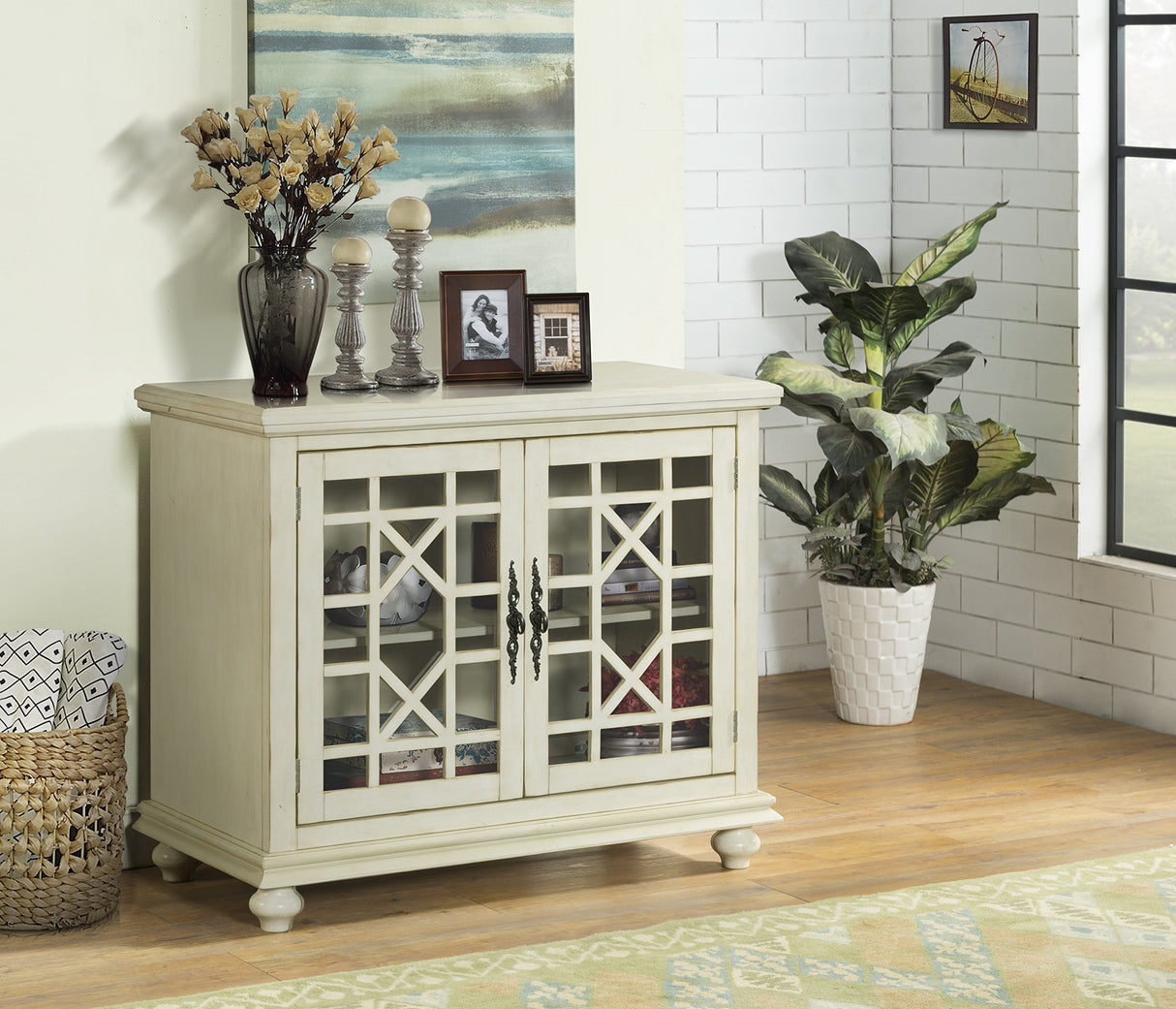 Martin Svensson Home Small Spaces 2-Door Accent Cabinet - TV Stand, 38" W x 32" H, Antique White Martin Svensson Home
