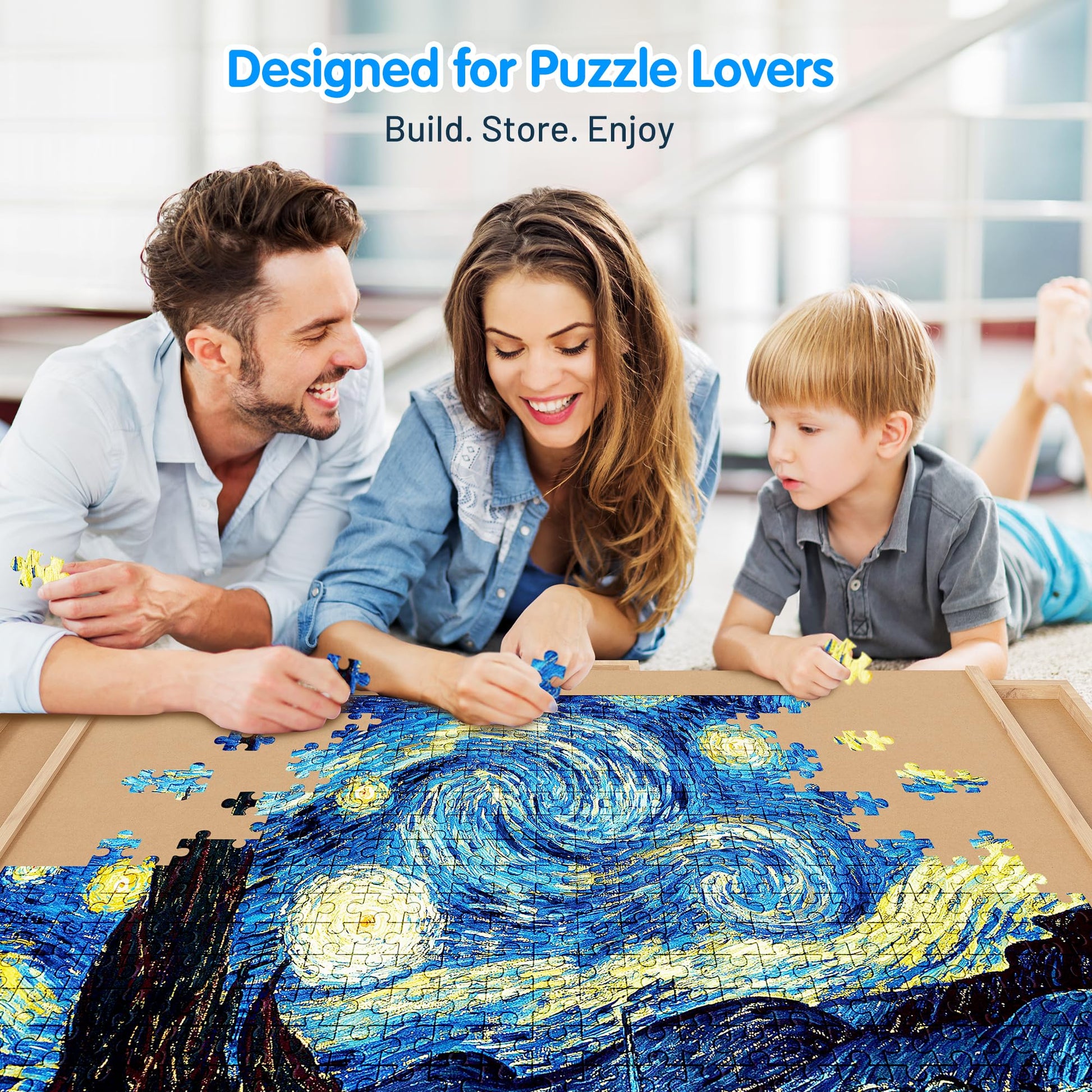 MONOMI 2000 Pieces 360°Rotating Puzzle Board with 6 Drawers and Cover,26"x35" Lightweight Portable Wooden Jigsaw Puzzle Table for Adults Kids - WoodArtSupply