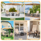 Yaheetech Outdoor Glider Chair, Lounge Rocking Chair with Sling Fabric and Steel Construction, Patio Swing Gliding Chairs for Porch Balcony Backyard, Beige, Set of 2 Yaheetech