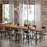 Tribesigns Bar Table, Industrial Counter Height Pub Table with Metal Footrest, 63-Inch Rectangle Wood Kitchen Dining Table with Sturdy Metal Frame for Dining Room, Home Bar (Brown) Tribesigns