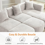 VANOMi 109.84" Modular Sectional Sofa with 3 Pillows, Convertible 5-Seater Comfy Boucle Cloud Couch with Ottoman, Modern Sectional Sofas for Living Room, Office, Apartment (Camel) VANOMi